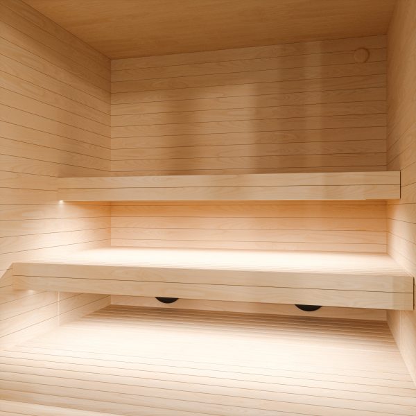 Warmweißes LED-Downlight  (unter den Bänken)