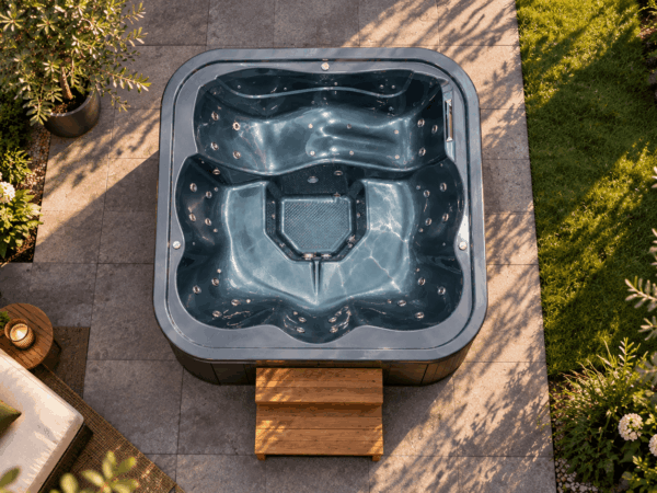 Spavio Acryl Hot Tub Quattro Lounge mit Liege 2x2m Innenofen