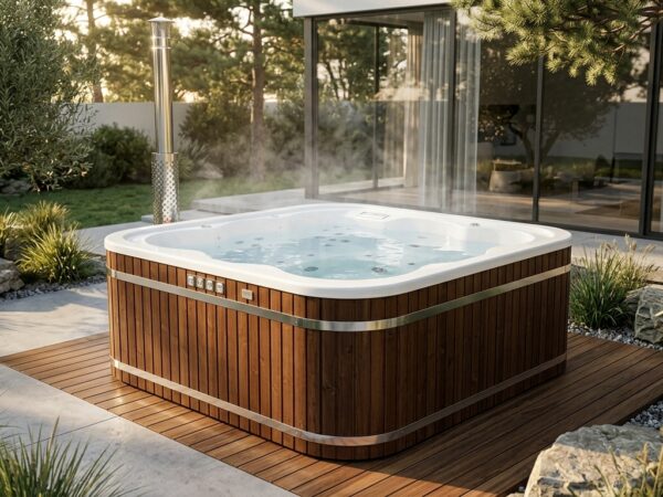 Spavio Acryl Hot Tub Quattro Lounge mit Liege 2x2m Innenofen